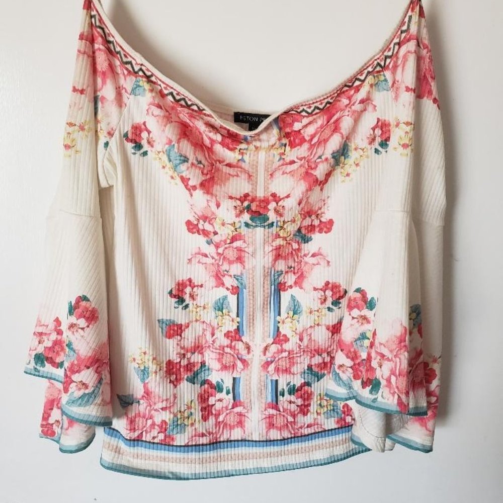 OFF SHOULDER TOP by Boston Proper with bell sleeves